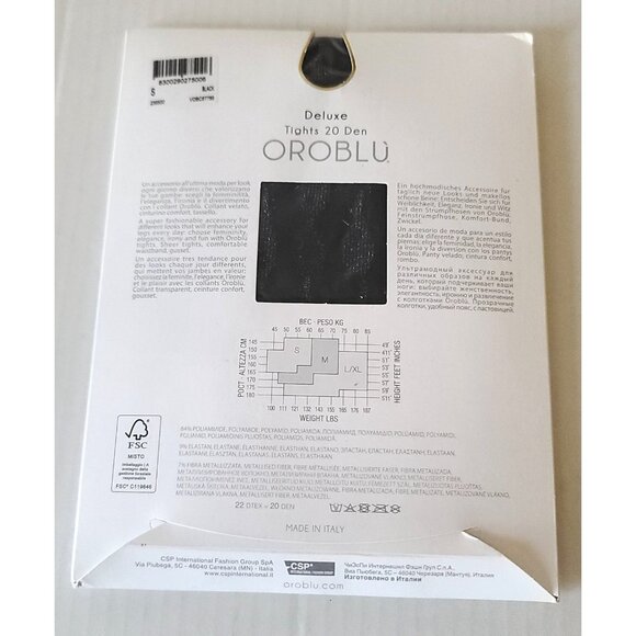 OROBLU Deluxe Tights 20 Denier Size S Black With Metallic Threads VOBC67789 NEW - Picture 3 of 12